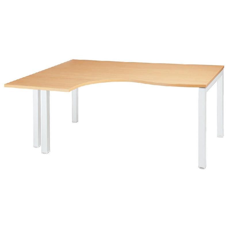 BUREAU COMPACT RETOUR À GAUCHE ACTUAL - L. 160 X P. 120 CM - PLATEAU CHÊNE  - 4 PIEDS BLANC