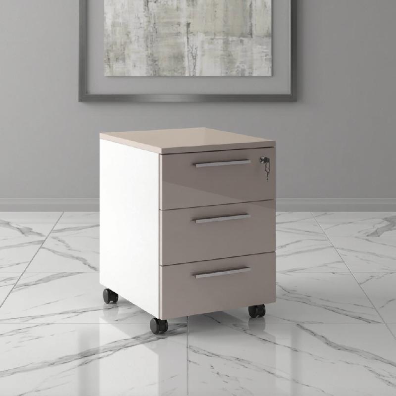 Caisson mobile 3 tiroirs blanc bicolore - Ofitres - Blanc pastel, Cachemire_0