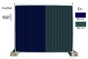 Clôtures bardées - 2 couleurs RAL à définir - Côté chantier couleur tôle en stock - Dimensions 2150 x 2000 mm_0