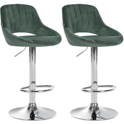CLP Lot de 2 tabourets de bar Milet velours Vert/Métal chromé - vert textile 324457_0