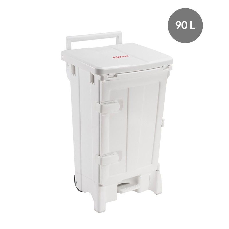 Collecteur à pédale - Gilac - 90L avec porte latérale et couvercle blanc pour tri sélectif_0