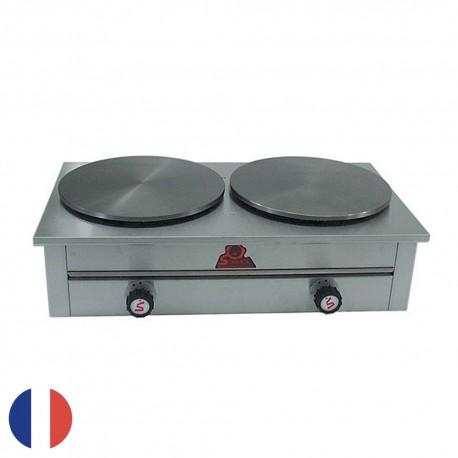 Crêpière gaz professionnelle Sofraca - 2 plaques 40 cm - Fonte micro sillonnée, 11630W, inox AISI 430_0