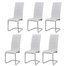 Décoshop26 - Lot de 6 chaises de salle à manger cuisine cantilever design classique et moderne synthétique blanc CDS022253 - blanc 3000025361534_0