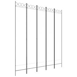 Décoshop26 - Paravent séparateur de pièce cloison 5 panneaux 200 x 220 cm tissu blanc et fer DEC030944 - blanc 3000258201782_0