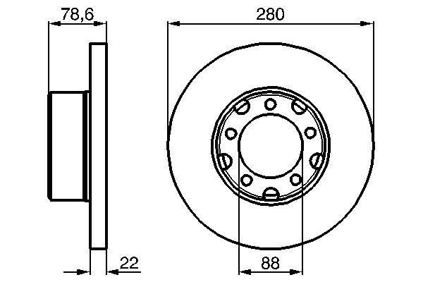 Disque de frein Bosch 0986478529 - Avant - Plein - 5 trous - Épaisseur 22 mm_0