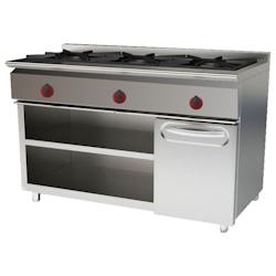 EURAST - Fourneau à gaz 3 brûleurs sur 2 étagères et une armoire - 1200x550x850 mm - 17,5 Kw - 33101255 - inox 33101255_0