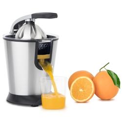 H.Koenig Presse-agrumes électrique AGR80 pour jus d'agrumes et d'orange, bras articulé, 160 W, sans BPA, système anti-goutte, silencieux - argenté_0