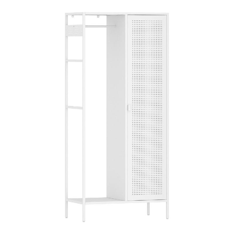 Helloshop26 - Armoire étagère meuble de rangement 180 x 80 x 45 cm  de chambre avec 4 étagères acier blanc 03_0008876 - blanc acier 3000224388639_0