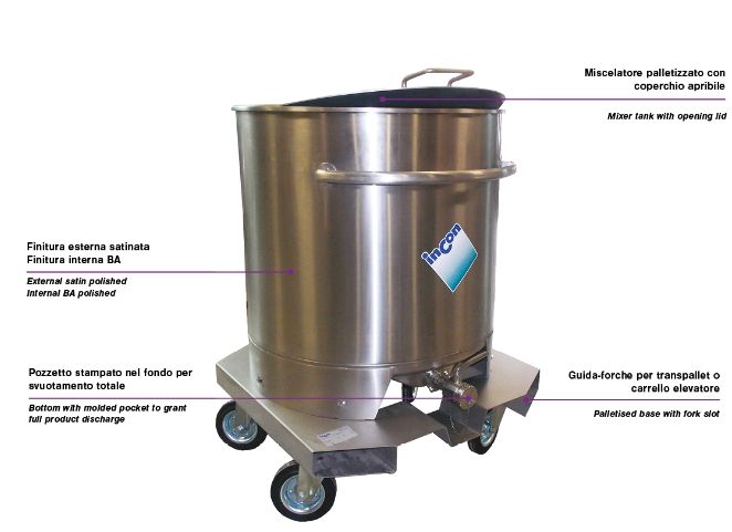 Minitank SBPM (Mixer) - Réservoir de stockage industriel - Cuve mélangeur avec couvercle semi ouvrant - Base palettisée galvanisée_0