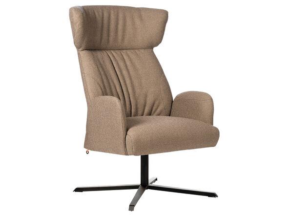 Fauteuil lounge pivotant en tissu pied fixe noir Enora par Mobitec_0