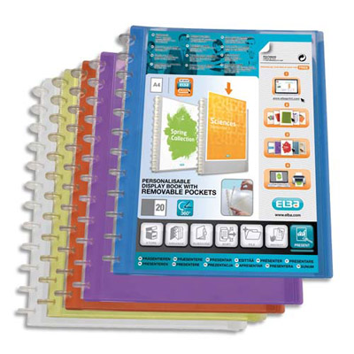PROTEGE DOCUMENT PERSONNALISABLE ELBA VARIO ZIPP - 20 POCHETTES (40 VUES) - FORMAT 21 X 29,7 CM - COLORIS ASSORTIS - LOT DE 24