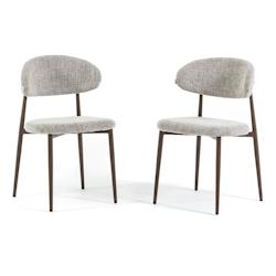 RATTATAN Lot de 2 chaises d’intérieur MOIRA, structure en métal effet bois, assise rembourrée en tissu, élégantes et modernes pour cuisine, bar_0