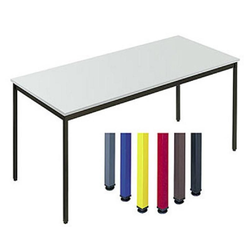 SODEMATUB TABLE POLYVALENTE RECTANGLE - L. 120 X P. 60 CM - PLATEAU GRIS - PIEDS BLEU