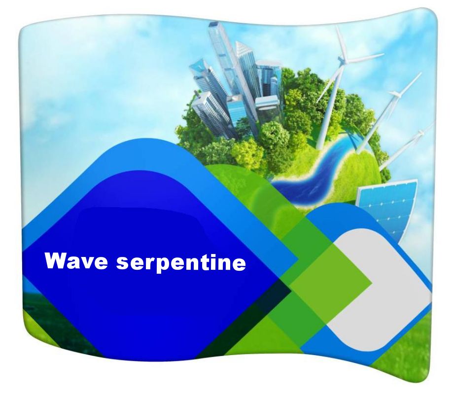 Mur d'image - stand parapluie avec tissu tendu imprimé - Formulate Wave serpentine - format grand format anti-feu M1_0