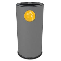 Stil Casa poubelle de tri sélectif, Ø 35 x h. 72 cm, acier peint, trois compartiments, pictogramme magnétique, 70 litres, gris. - 873 G_0