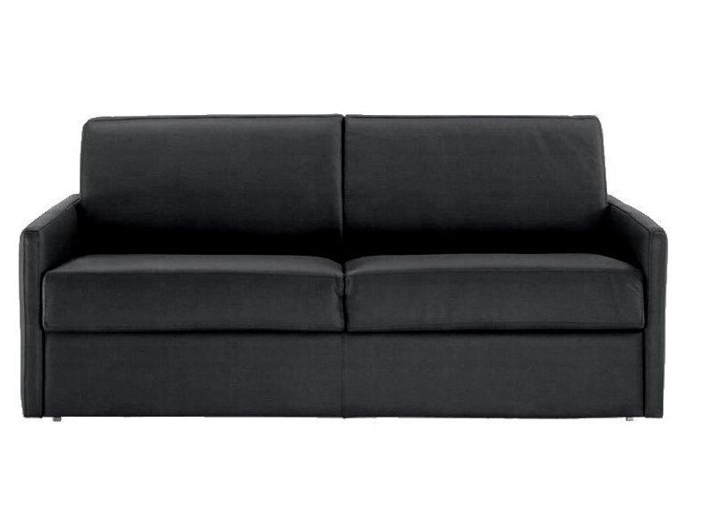 Canapé-lit express Sun Elite - Polyuréthane noir - Sommier à lattes 140x197 cm - Assises et matelas 16 cm mémoire de forme_0