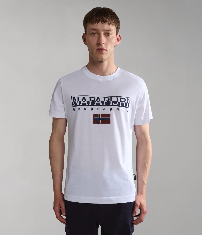 T-shirt à manches courtes S-Ayas - 100% coton, col rond, logo Napapijri Geographic - Réf: NP0A4GDQ_0