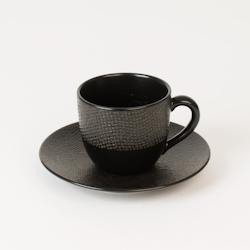 Tasse à café et sous-tasse Vésuvio noir 12 cl x6 -  Rond Grès Table Passion - noir Grès 3106232692420_0