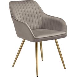 TecTake GmbH tectake Chaise de salle à manger aspect velours matelassé taupe/or -405719 - gris 405719_0