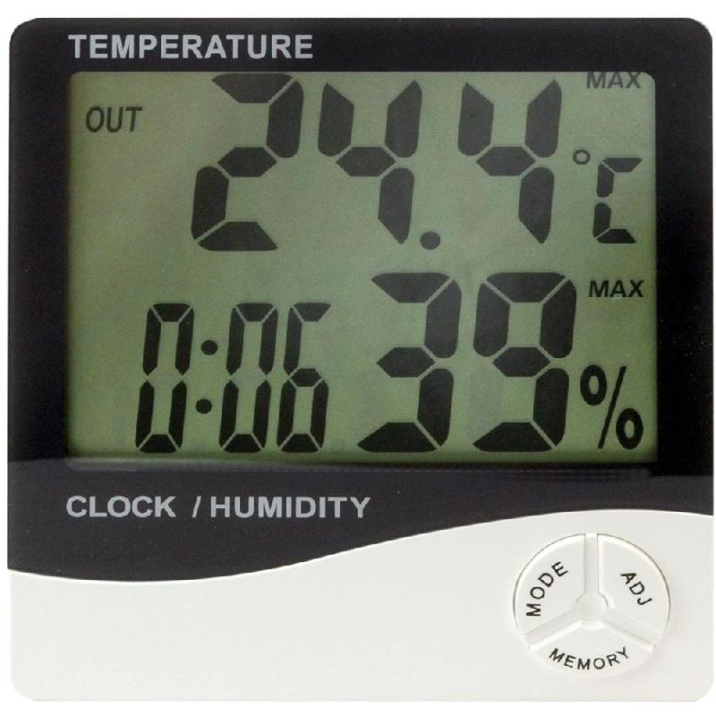 Thermomètre hygromètre + horloge + calendrier - Avec sonde extérieure_0