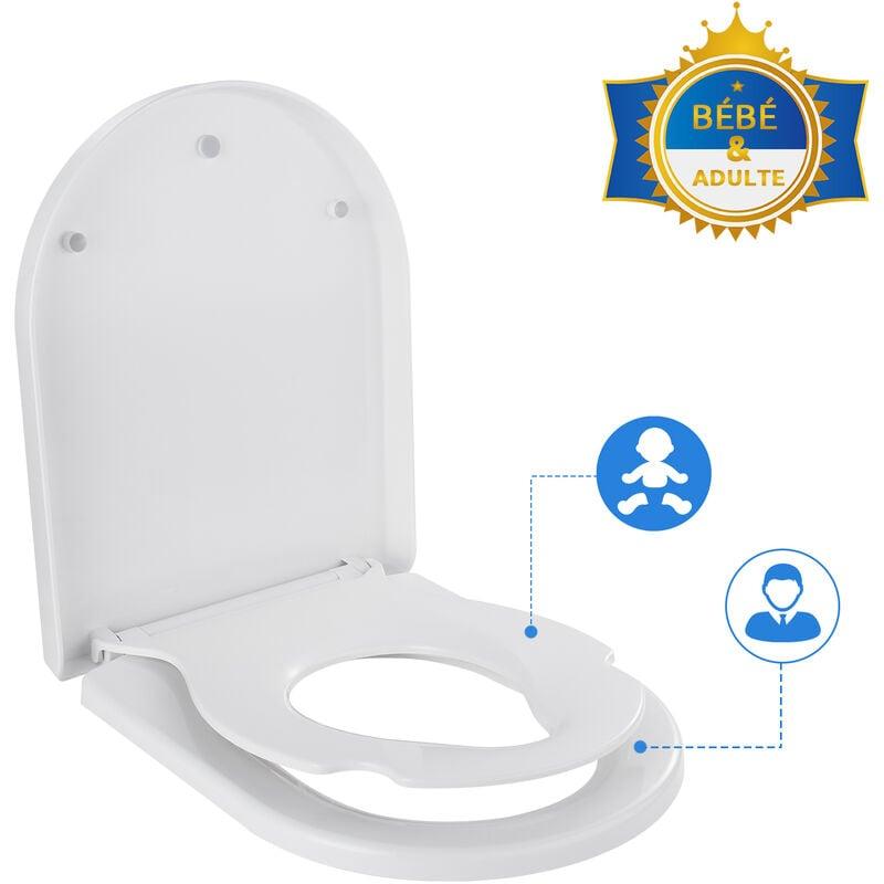 Abattant WC Double BERNSTEIN U1006 | Adulte + Enfant, Fermeture Amortie, Blanc | Dimensions 46x36cm, Universel