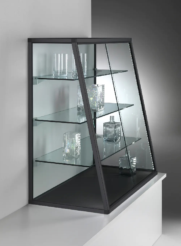 Vitrine murale inclinée c12119va - aluminium laqué noir_0