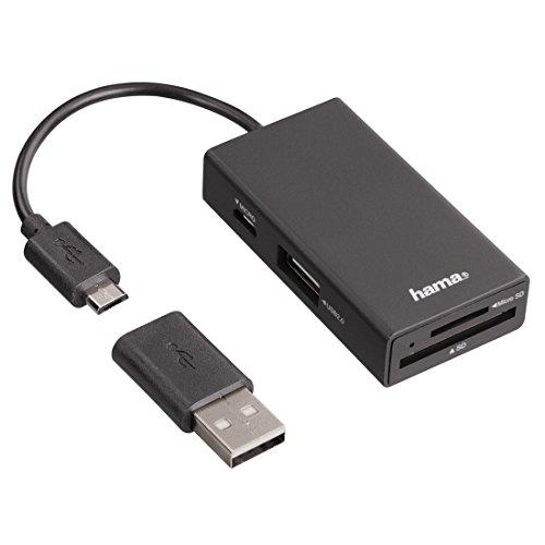 Hama 54141 - Hub USB 2.0 noir avec lecteur de cartes mémoire intégré, compatible MicroSD et SD_0