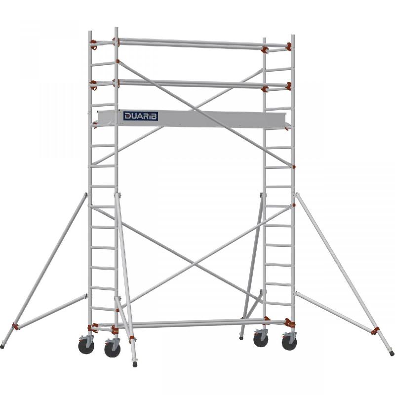 Échafaudage roulant aluminium AL 255 version standard - Hauteur de travail : 4,90 m - DUARIB - 613813_0