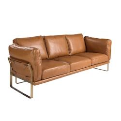 AC ANGEL CERDA Angel Cerdá Canapé 3 places en cuir camel 6230C 222 x 90 x 84 - marron Bois massif 8435631035244_0