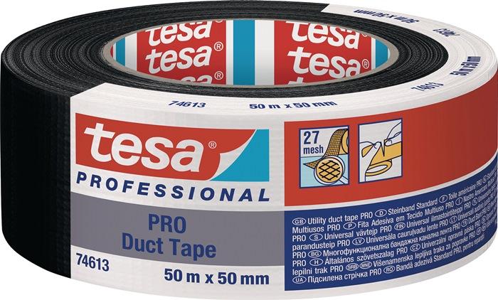 Adhésif toilé Duct Tape PRO 74613 noir longueur 50 m largeur 50 mm TESA_0