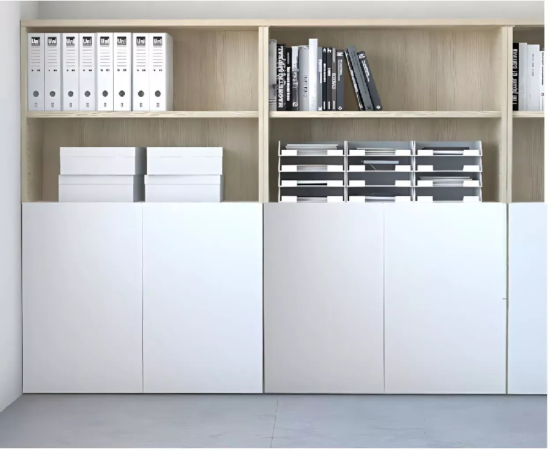 Armoire bibliothèque avec 2 portes poussoir - 2 étagères - hauteur 158 cm (4 largeurs au choix) So Madrid_0