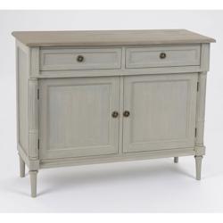 Buffet étroit 2 tiroirs Edouard 100x35 cm en Bois -  Bois naturel patiné gris clair Rectangle Bois De Mindi Amadeus 100x35 cm - 3520071356020_0