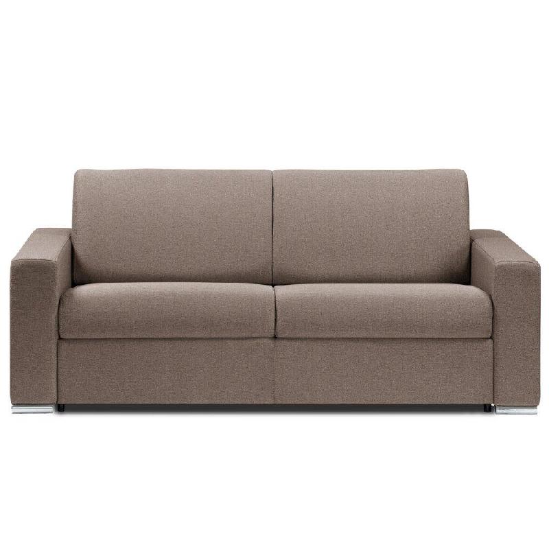 Canapé lit 2-3 places DREAMER - Convertible express 120cm Tweed taupe avec matelas 16 cm_0