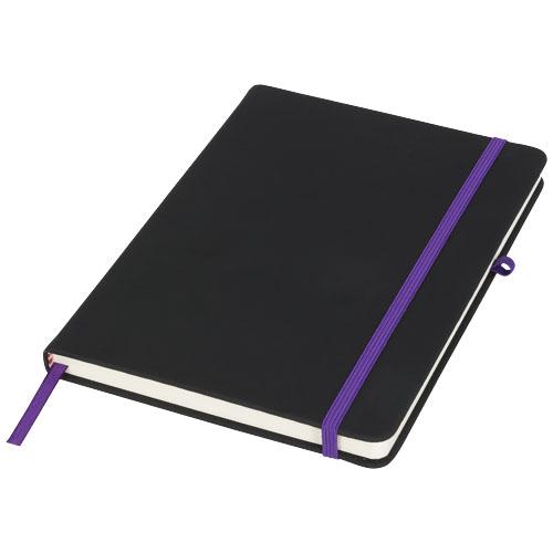Carnet de notes M Noir - couverture en PU douce, bande de fermeture colorée, boucle pour stylo et 96 feuilles lignées_0