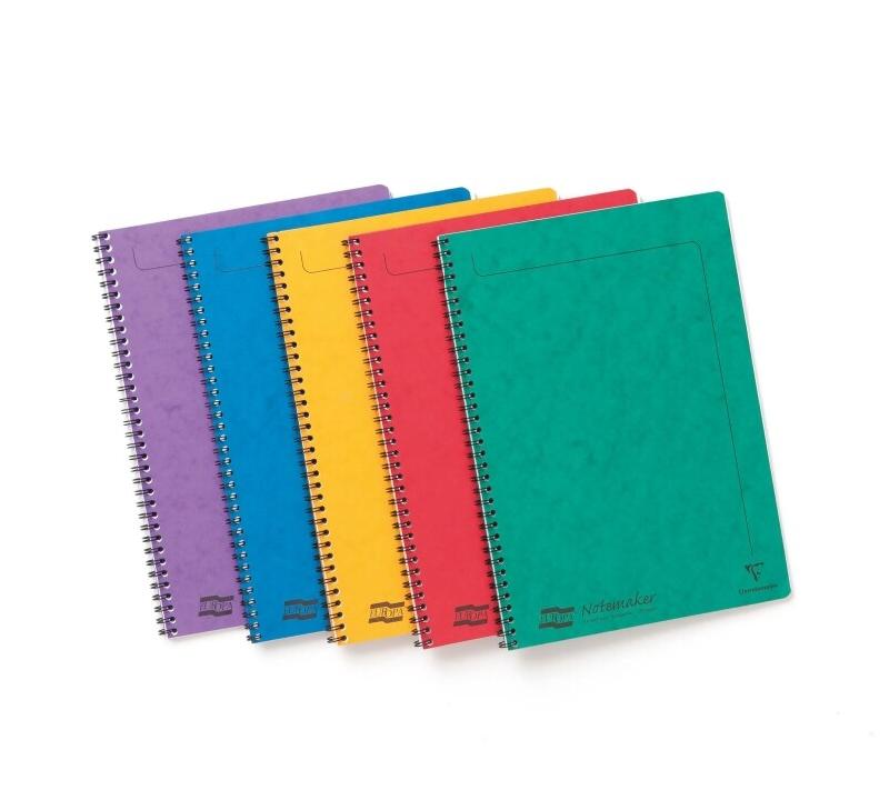 Clairefontaine Lot de 10 Cahier Europa Notemaker A4, 120p./60 feuilles détachables 90 g/m² reliure intégrale, quadrillé 5x5, coloris assortis (5)_0
