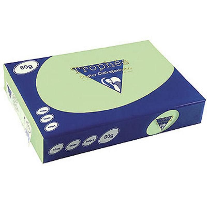 CLAIREFONTAINE PAPIER COULEUR TROPHÉE - RAMETTE DE 500 FEUILLES - FORMAT A4 (80 G/M²) - COULEUR VERT GOLF (PRIX À L'UNITÉ)