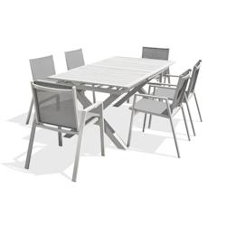 DCB GARDEN Ensemble repas de jardin 6 places en aluminium blanc - FLORIDE - blanc aluminium FLORIDETB240ALUB6FT_0