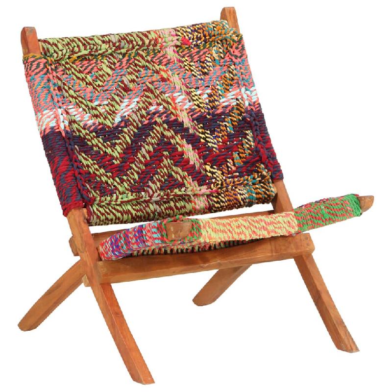 Décoshop26 - Fauteuil lounge design moderne pliable chindi tissu multicolore DEC026799 - 3000256013950_0