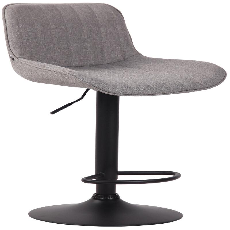 Décoshop26 - Tabouret de bar en tissu gris pied métal noir siège rembourré et matelassé 10_0000426 - gris 3000775669607_0