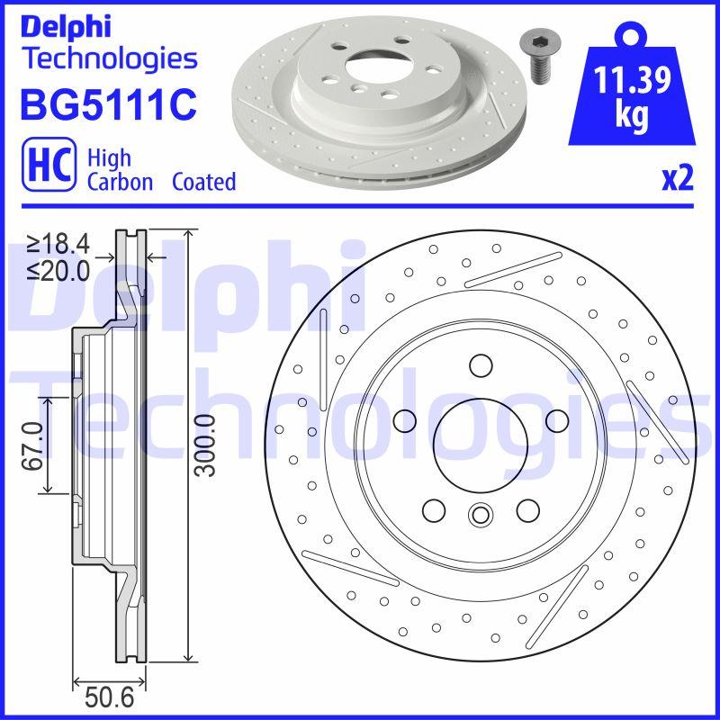 Disque de frein Delphi BG5111C - Poinçonné/Ventilé - Pour l'arrière - Boîte de 2 disques_0