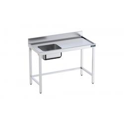 Distform Table de chef Inox avec bac à Gauche, bord anti ruissellement et renforts Gamme 700 Acier inoxydable1400x700 1000x70 - 641094926212_0