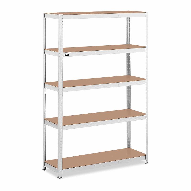 Étagère charge lourde 120x40x180 cm - 5 tablettes réglables - 150 kg par tablette - Acier galvanisé gris - Garage, atelier, outils - Réf : 14_0005176_0
