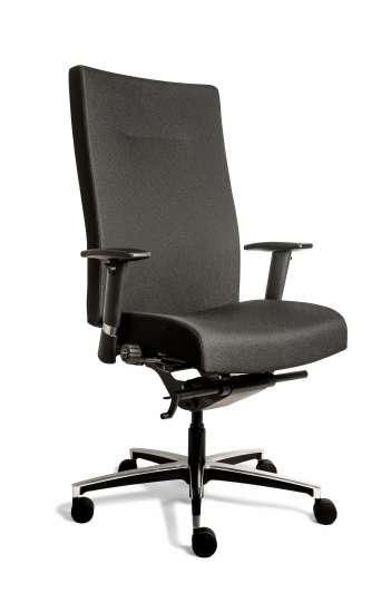 Fauteuil Manager XL - piètement aluminium - dossier haut tissu garni, soutien lombaire réglable, charge 200kg_0