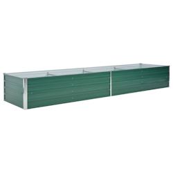 Helloshop26 - Jardinière lit surélevé plantes fleurs jardin acier galvanisé 320 x 80 x 45 cm vert 02_0001112 - 3000074711533_0