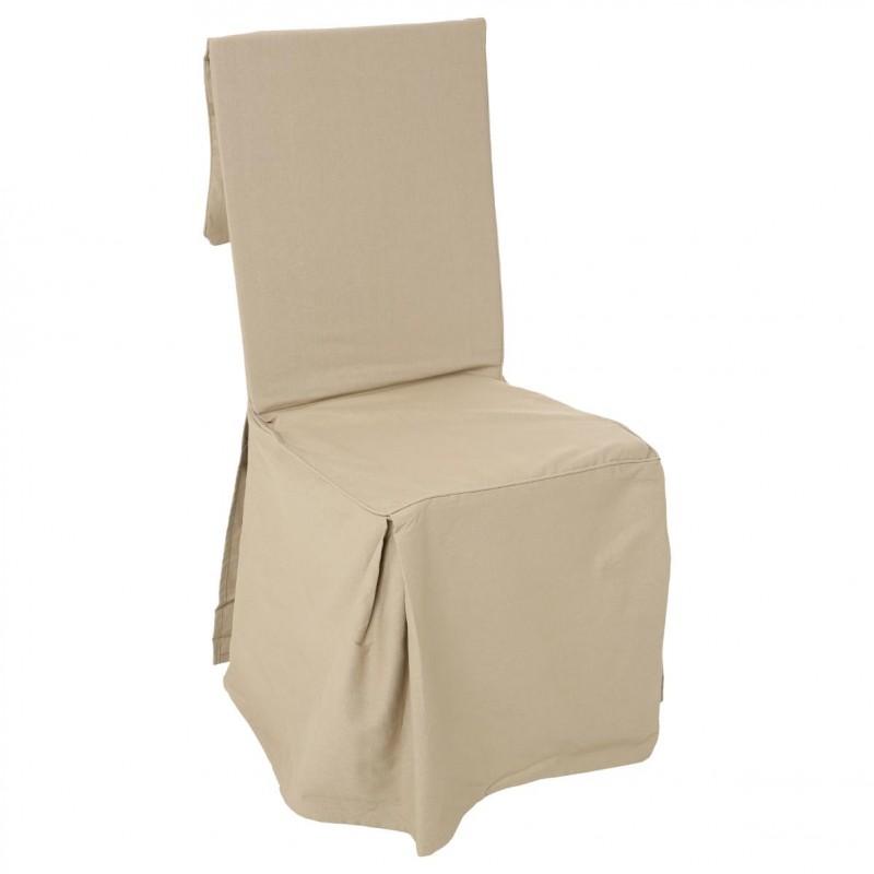 Housse de chaise en coton - Paris Prix - Couleur lin - Dimensions ajustables_0