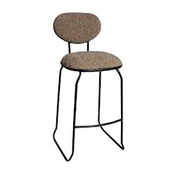 Now's Home - Lot 2 Chaises De Bar Taupe Pied Metal Noir 46.5x45x99.5cm Lama - 3256390244914_0