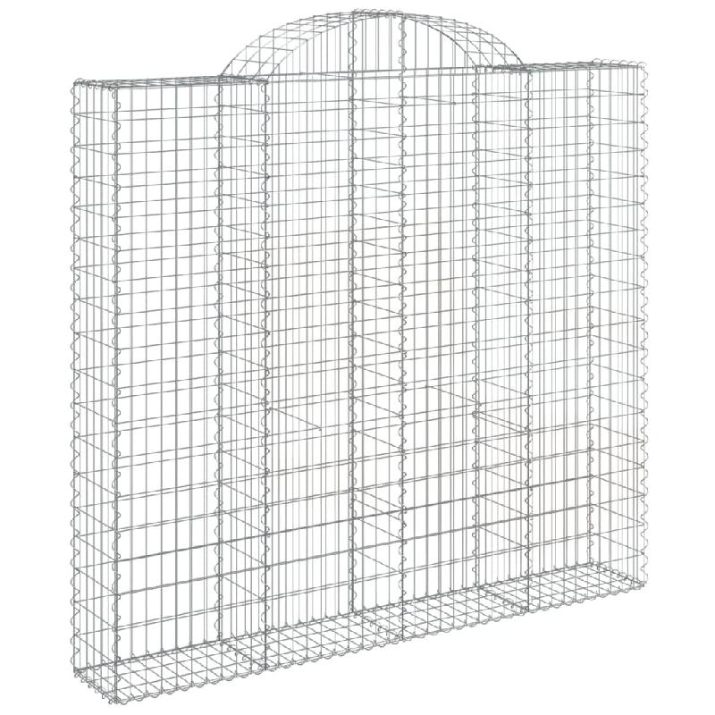 Panier de gabions clôture cage mur de soutènement arqué 200 x 30 x 180/200 cm fer galvanisé Argent 02_0040001 - métal 3000218909277