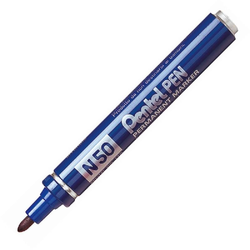 PENTEL MARQUEUR PERMANENT N50 - MULTI SUPPORT - ENCRE IMPERMÉABLE – POINTE EN OGIVE - BLEU (PRIX UNITAIRE)