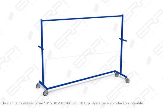 Portant à roulette forme S 200x56x160 cm - PS20056160-01E - structure tubulaire mécano-soudée, 4 roulettes pivotantes_0