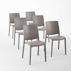 RATTATAN Set 6 Chaises en polypropylène avec fibre de verre empilables pour extérieur et jardin, bar et restaurant, cuisine  moderne - CARMEN - Tour_0